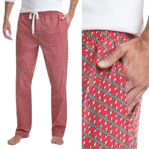 Vineyard Vines Holiday Lights Lounge Pajama Pants Red Small Athleisure Christmas